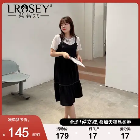 大码女装胖mm2024夏新款学院风气质别致显瘦炸街减龄假两件连衣裙图片