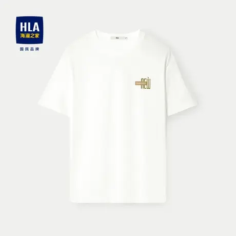 HLA/海澜之家吸湿排汗短袖T恤2024春夏新款凉感圆领印花短袖男商品大图