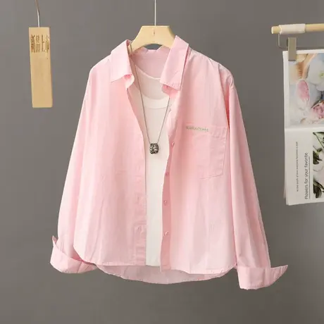 春季女装小个子衬衣设计感小众休闲上衣宽松独特衬衫外套女士短款商品大图