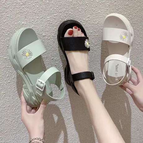 网红时尚凉鞋女2020夏新款韩版仙女风学生百搭外穿凉鞋简约沙滩鞋商品大图