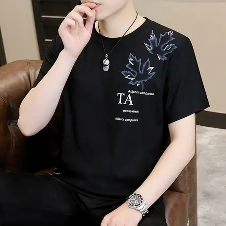 男士短袖T恤潮流休闲圆领半袖体恤透气舒适百搭男装夏季新款上衣商品大图