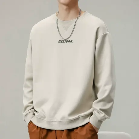 潮牌情侣圆领秋装上衣服春秋款无帽重磅套头长袖T恤卫衣秋季男装商品大图