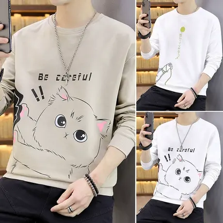 2023新款秋装圆领卫衣男士长袖t恤宽松体恤韩版春秋衣潮流上衣服商品大图