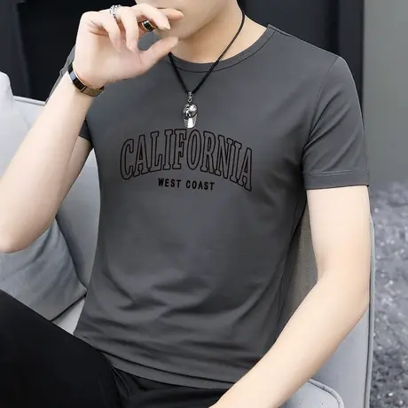 莫代尔冰丝t恤男士短袖2023新款圆领上衣服凉感速干体恤夏季半袖商品大图