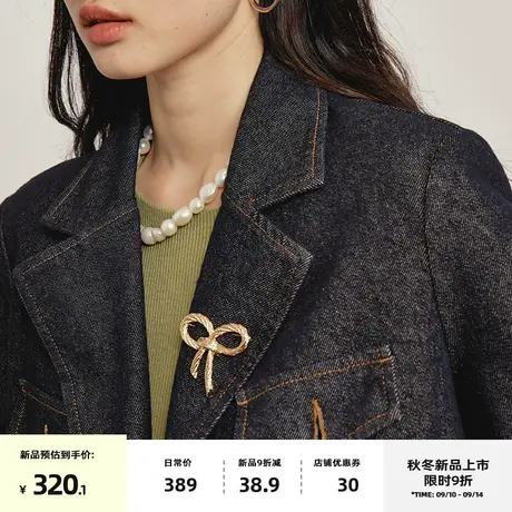 omont蛋挞家 复古牛仔外套西装女秋装2023新款宽松休闲廓形西服图片