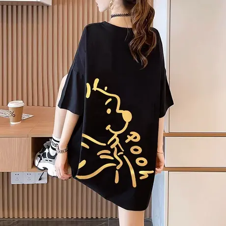 黑色大码女装宽松韩版短袖t恤女2023新款设计感小众夏季纯棉爆款图片