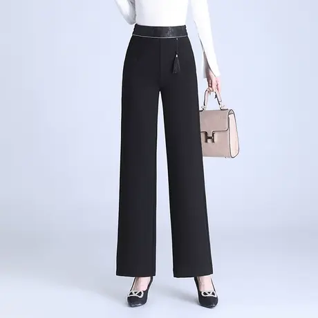 韩版时尚洋气长裤女2023秋季新款松紧腰宽松显瘦遮胯小个子阔腿裤商品大图