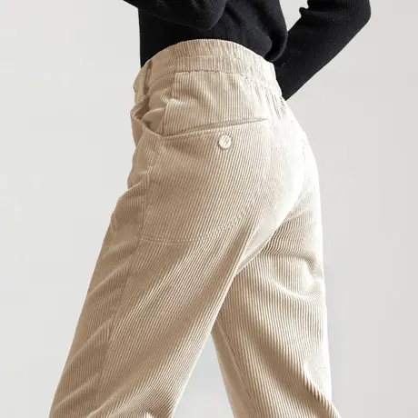 加绒灯芯绒裤女秋冬2023新款妈妈裤子条绒女裤休闲九分萝卜哈伦裤商品大图