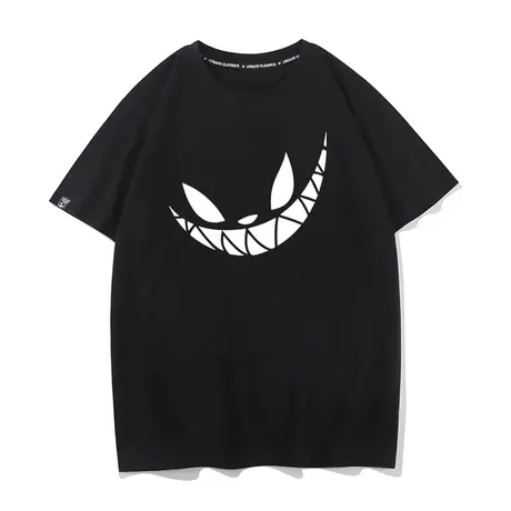 秀洛夏季港风宽松小恶魔国潮短袖T恤男潮ins潮牌情侣半袖打底体恤商品大图