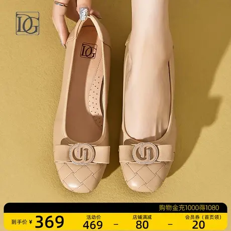 【商场同款】方头单鞋女低跟2023新款通勤正装真皮皮鞋软底妈妈鞋商品大图