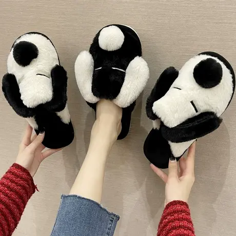 棉拖鞋女室内可爱毛绒情侣家居拖鞋冬天家用保暖卡通男棉拖月子鞋商品大图