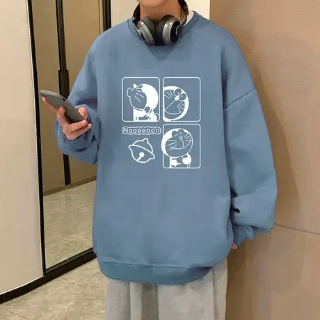 圆领卫衣男潮流春秋季长袖美式套头打底衫卡通宽松2023新款上衣服商品大图