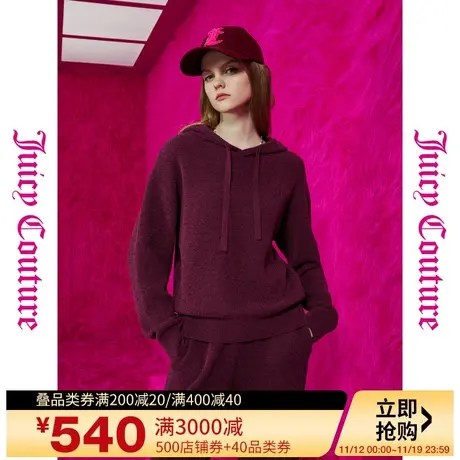 Juicy Couture橘滋秋女2023年新款热红酒logo刺绣连帽女式针织衫图片