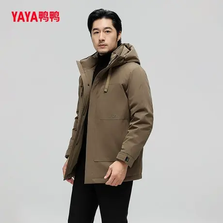 鸭鸭羽绒服男2023秋冬时尚商务简约立领连帽短款外套百搭上衣J图片