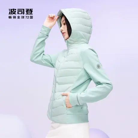 【明星同款】波司登23秋连帽修身气质拼接显瘦轻薄鹅绒羽绒服外套商品大图