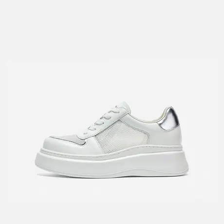 Nine West/玖熙2025年春夏新款休闲板鞋女透气厚底增高时尚小白鞋图片