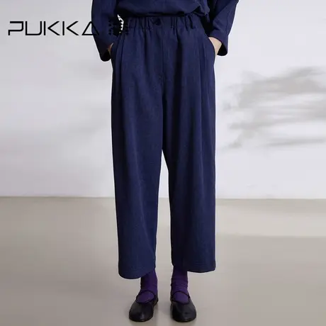 蒲PUKKA 2023秋季新款全腰橡筋松紧腰宽松休闲直筒萝卜裤图片