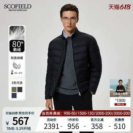 【鹅绒】SCOFIELD2024新款简约机车风保暖外套短款夹克羽绒服男士商品大图