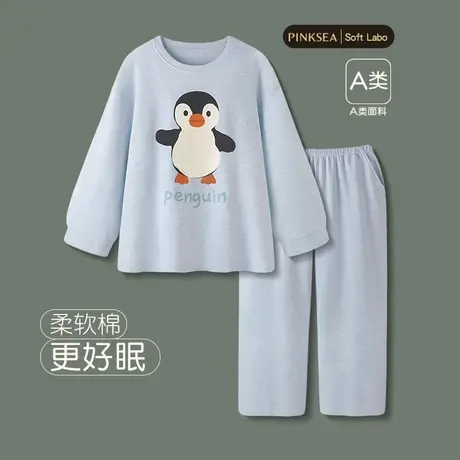 睡衣女春秋A类柔软长袖家居服可爱企鹅春季新款大码可外穿套装商品大图