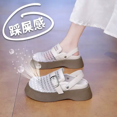 2025新款包头半拖鞋女夏外穿厚底增高渔夫鞋一脚蹬凉拖鞋配裙子商品大图