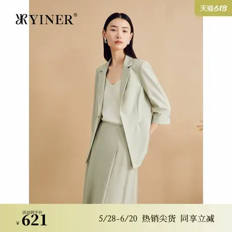 【美丽诺羊毛】YINER音儿秋季职场休闲西装短外套图片