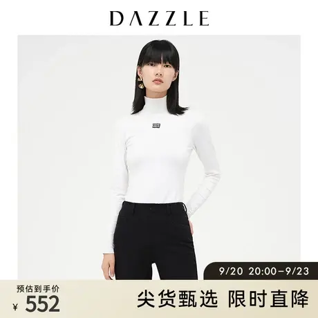 DAZZLE地素奥莱 白色修身高领针织打底衫毛衣女2D4E4971B图片