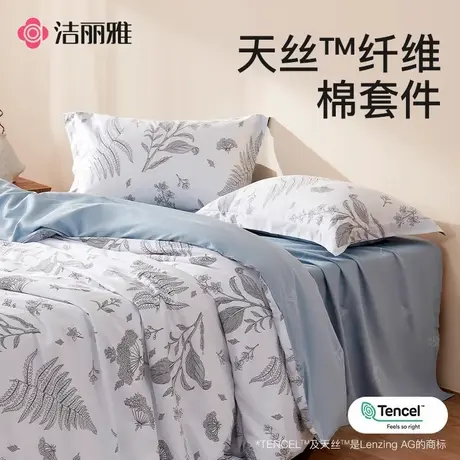 洁丽雅天丝棉床品四件套轻奢高级感被套单床单三件套图片