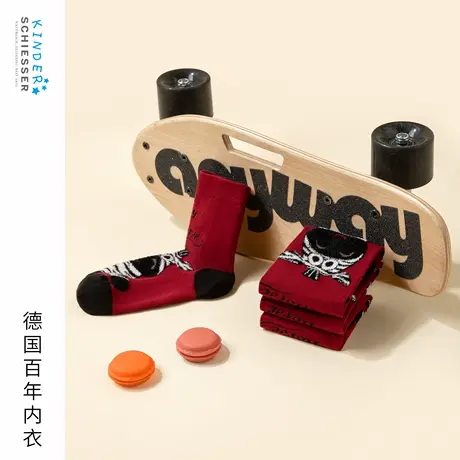 SCHIESSER舒雅25早秋新品男女童3A抗菌新年鸿运马年红品中筒袜子图片