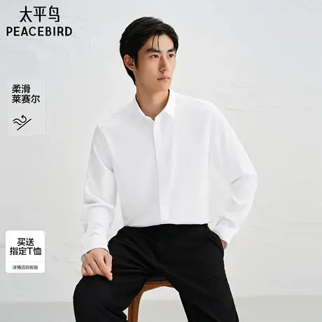 【商场同款】太平鸟男装 25年秋季新款白色长袖衬衫男B1CAF3E07M图片
