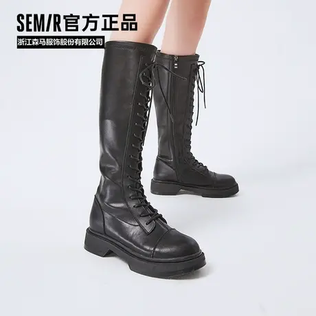 Semir官方正品女士骑士靴长筒靴春秋季百搭潮流休闲机车靴女靴商品大图