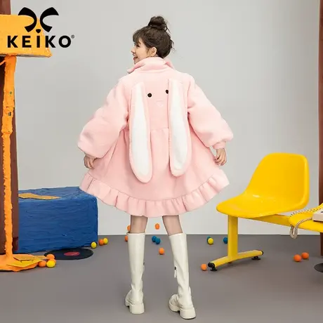 兔年系列粉色羊羔毛绒大衣女夹棉加厚2022冬季新款裙式外套棉服图片