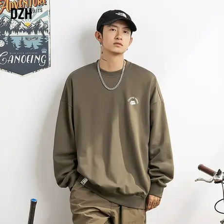 男士圆领卫衣男秋季新款户外露营穿搭美式潮牌情侣外套男款无帽衫商品大图