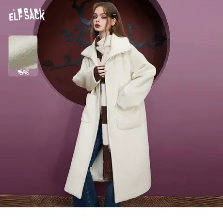 妖精的口袋中长款毛呢外套女2023冬季新款宽松气质加厚英伦呢大衣图片
