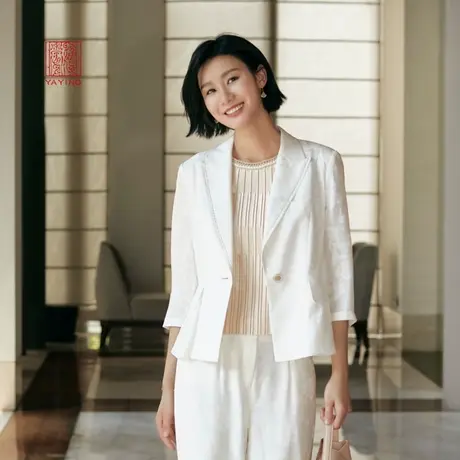 EP雅莹高端系列 真丝驳领收腰一粒扣西装外套 春夏商场同款1107A图片