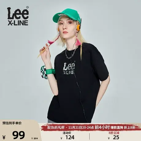 Lee舒适男友版铝箔印花logo圆领多色女款短袖T恤潮流LWT0055154LE图片