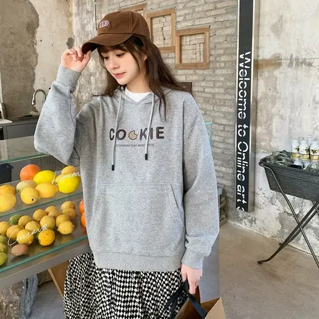 唐狮女款连帽卫衣春秋季宽松设计感卡通可爱减龄上衣小个子外套商品大图