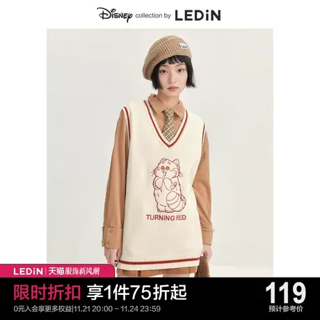 【迪士尼联名】乐町大图案背心休闲秋冬新款内搭小美针织马甲图片