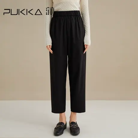 蒲PUKKA 休闲裤女秋装新款宽松简约高腰气质九分萝卜裤子商品大图
