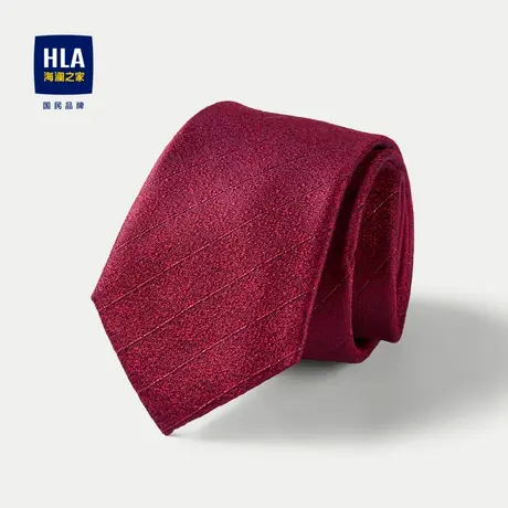 HLA/海澜之家桑蚕丝领带2023新款暗红条纹光滑质感领带男商品大图