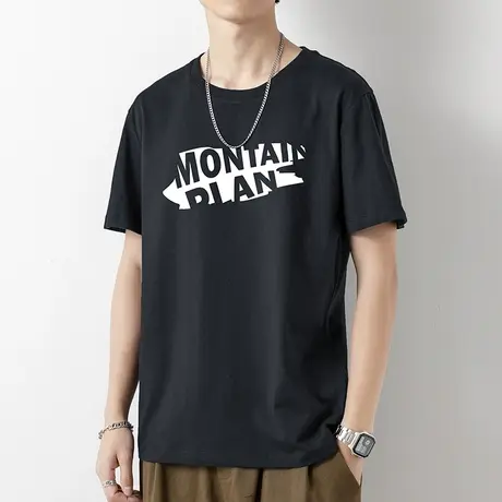 重磅纯棉短袖t恤男夏季宽松圆领上衣服潮牌印花全棉半袖美式体恤商品大图