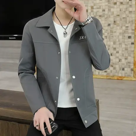 秋装男士外套2025新款秋天翻领薄款工装春秋季夹克休闲轻熟风上衣商品大图