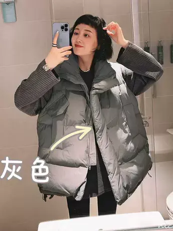 欧洲站2023秋冬新款韩版立领开衫兜盖设计洋气纯色爆款马夹潮流女商品大图