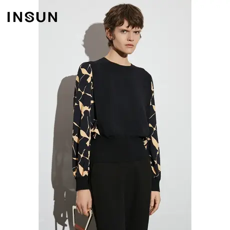 COVER春季圆领针梭拼接套头针织衫商品大图