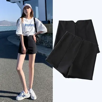 黑色高腰短裤女夏外穿打底2025新款潮ins显瘦a字下衣消失超短热裤商品大图