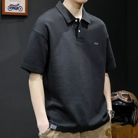 POLO衫男重磅短袖t恤男士半袖上衣潮牌大码2024新款男装体恤夏季商品大图