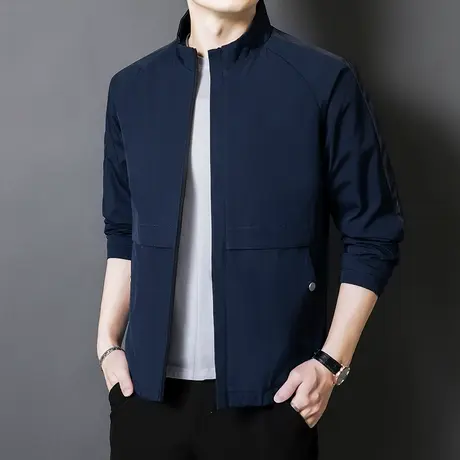 冬季潮牌撞色拼接条纹立领工装夹克外套男士2024年新款秋冬款外穿商品大图