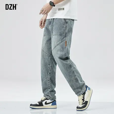 男士美式高街裤子男宽松直筒牛仔裤男春夏款垂感大码男裤水洗长裤商品大图