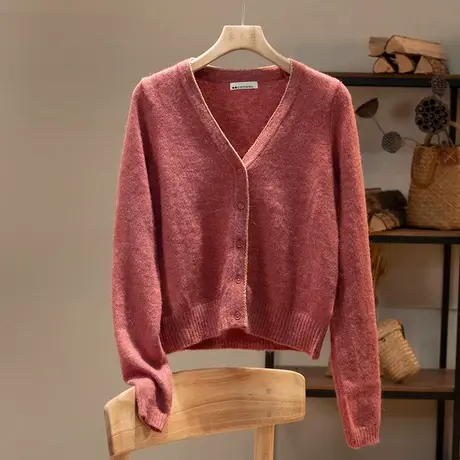 享永子【浪漫国老外的单】9%羊毛+7%羊驼毛 欧标针织开衫女春秋商品大图