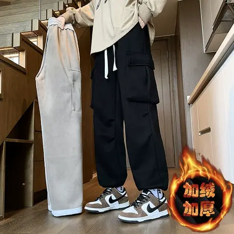 秋冬季青少年加厚奥粒绒休闲裤大童加绒宽松两穿卫裤男孩运动裤子商品大图