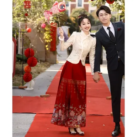 马面裙敬酒服2024新款新娘新中式婚服订婚礼服裙套装结婚旗袍冬季商品大图